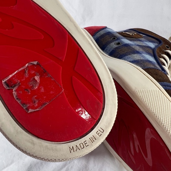 CHRISTIAN LOUBOUTIN Multicolor Blue Spikes Flat Crosta High Top Sneakers 43-10US - Picture 16 of 17